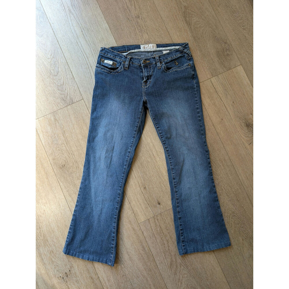 Vintage Y2K Baby Phat Embroidered Cat Logo Flare Jeans Juniors Sz 9/Women's S